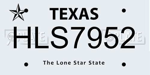 HLS7952 Texas License Plate
