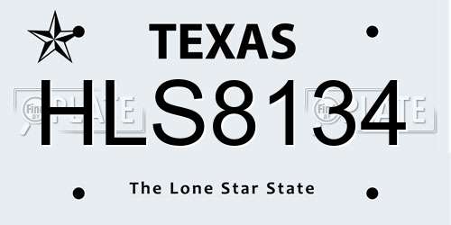 HLS8134 Texas License Plate