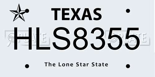 HLS8355 Texas License Plate