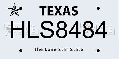HLS8484 Texas License Plate