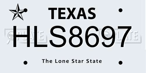 HLS8697 Texas License Plate