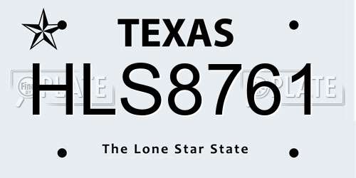 HLS8761 Texas License Plate