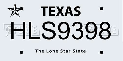HLS9398 Texas License Plate