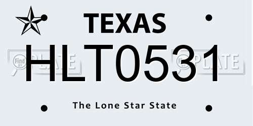 HLT0531 Texas License Plate