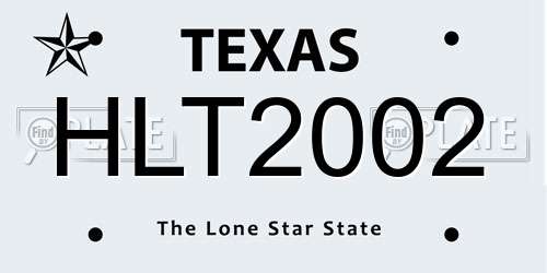 HLT2002 Texas License Plate