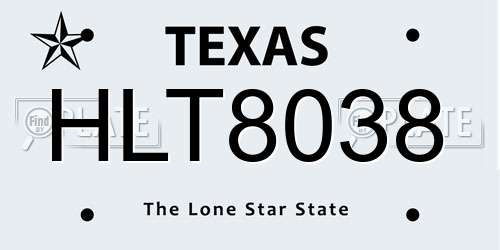 HLT8038 Texas License Plate