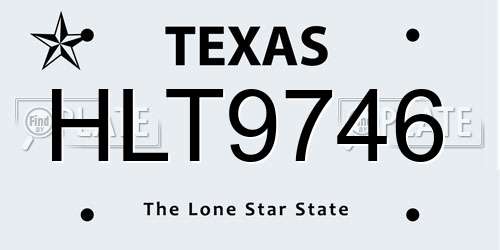 HLT9746 Texas License Plate