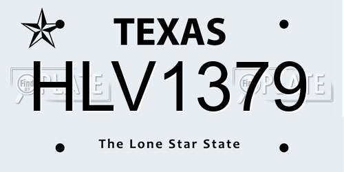 HLV1379 Texas License Plate