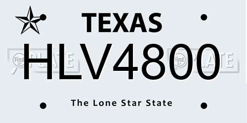 HLV4800 Texas License Plate