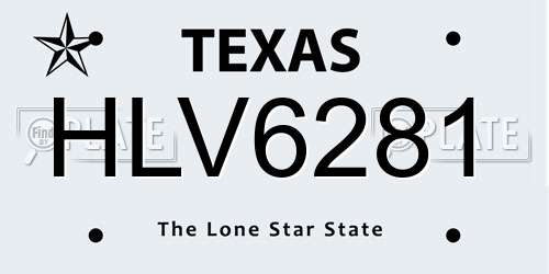 HLV6281 Texas License Plate
