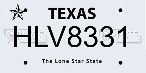HLV8331 Texas License Plate