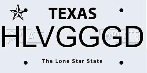 HLVGGGD Texas License Plate