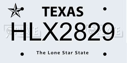HLX2829 Texas License Plate