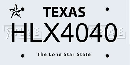 HLX4040 Texas License Plate