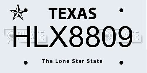 HLX8809 Texas License Plate