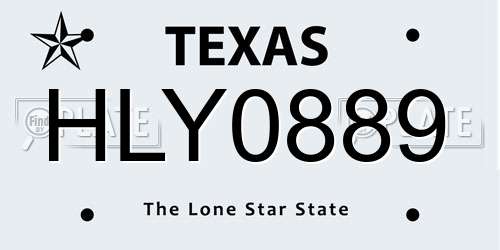 HLY0889 Texas License Plate