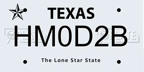 HM0D2B Texas License Plate