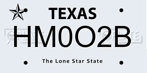 HM0O2B Texas License Plate