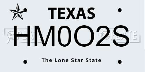 HM0O2S Texas License Plate
