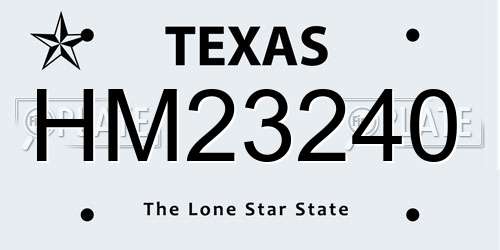 HM23240 Texas License Plate