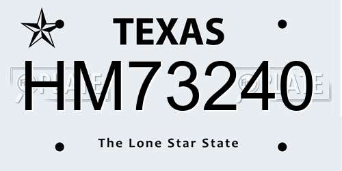 HM73240 Texas License Plate
