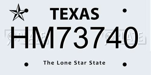 HM73740 Texas License Plate