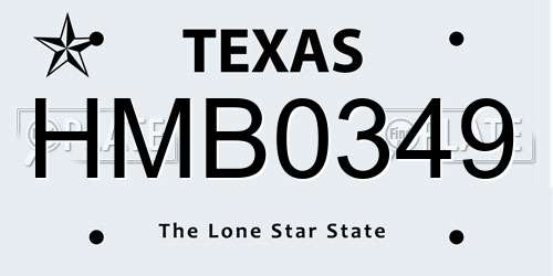 HMB0349 Texas License Plate