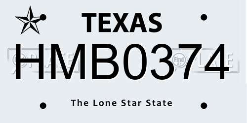 HMB0374 Texas License Plate
