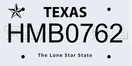 HMB0762 Texas License Plate