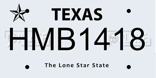 HMB1418 Texas License Plate