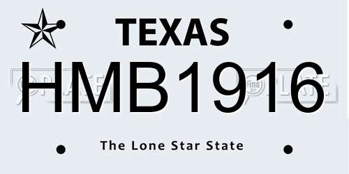 HMB1916 Texas License Plate