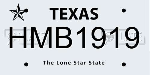 HMB1919 Texas License Plate