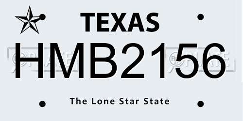 HMB2156 Texas License Plate