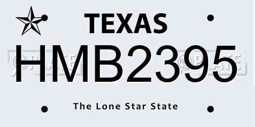 HMB2395 Texas License Plate