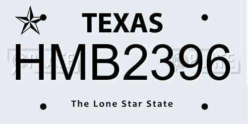 HMB2396 Texas License Plate