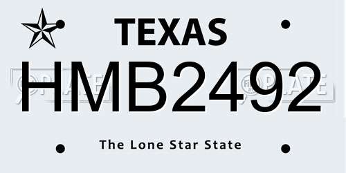 HMB2492 Texas License Plate