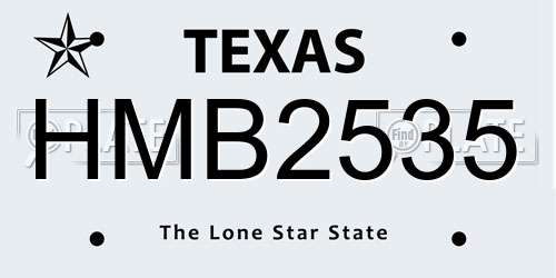 HMB2535 Texas License Plate