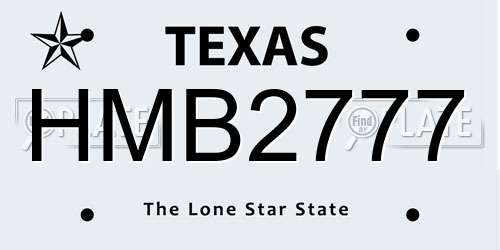 HMB2777 Texas License Plate