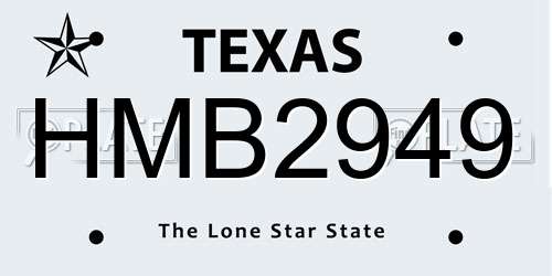 HMB2949 Texas License Plate
