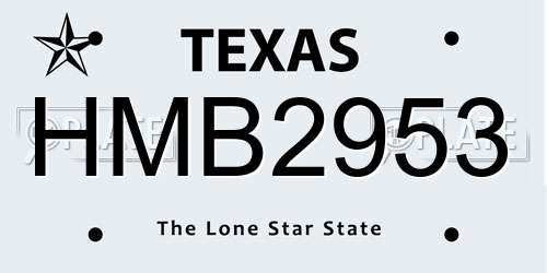 HMB2953 Texas License Plate
