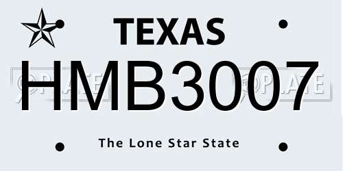 HMB3007 Texas License Plate
