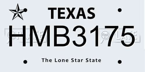 HMB3175 Texas License Plate