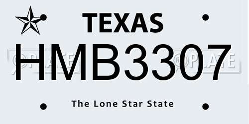 HMB3307 Texas License Plate