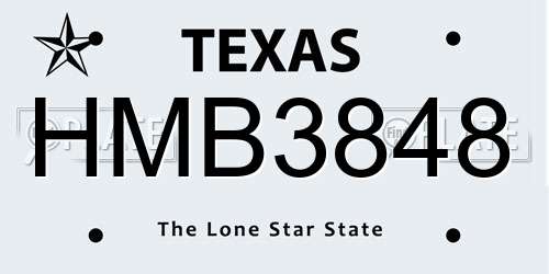 HMB3848 Texas License Plate