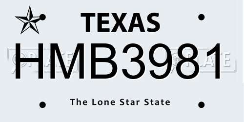 HMB3981 Texas License Plate
