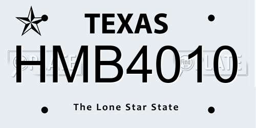HMB4010 Texas License Plate