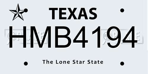 HMB4194 Texas License Plate
