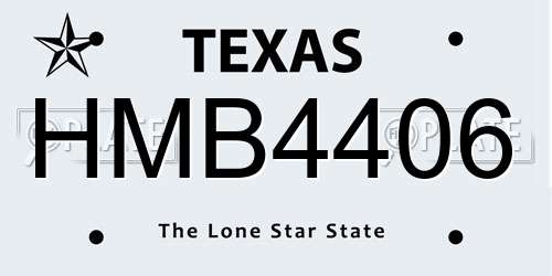 HMB4406 Texas License Plate