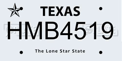 HMB4519 Texas License Plate