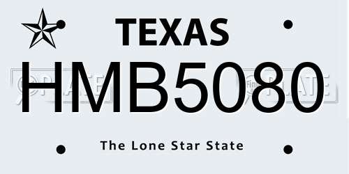 HMB5080 Texas License Plate